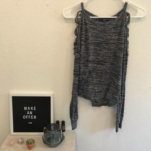 Heather cris cross sleeve sweater